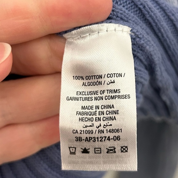 Blue Ribbed Long Sleeve, Wide-Neck Shirt, Sz L - Picture 6 of 7